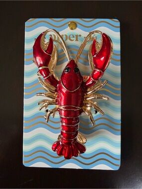 Piper K NWT Red Lobster Enamel Hair Claw Clip with Gold Accents